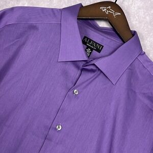 Alfani Button Down Shirt Mens XXL Purple Excellent Regular Fit Stretch‎ Ribbed